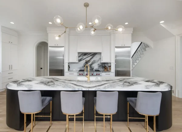 large kitchen island for entertaining and optimal living