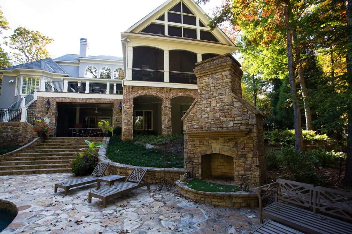 fireplace in backyard