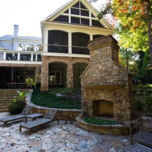 fireplace in backyard