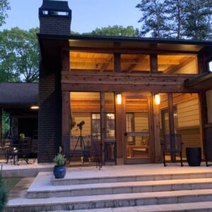 screened porch with furniture