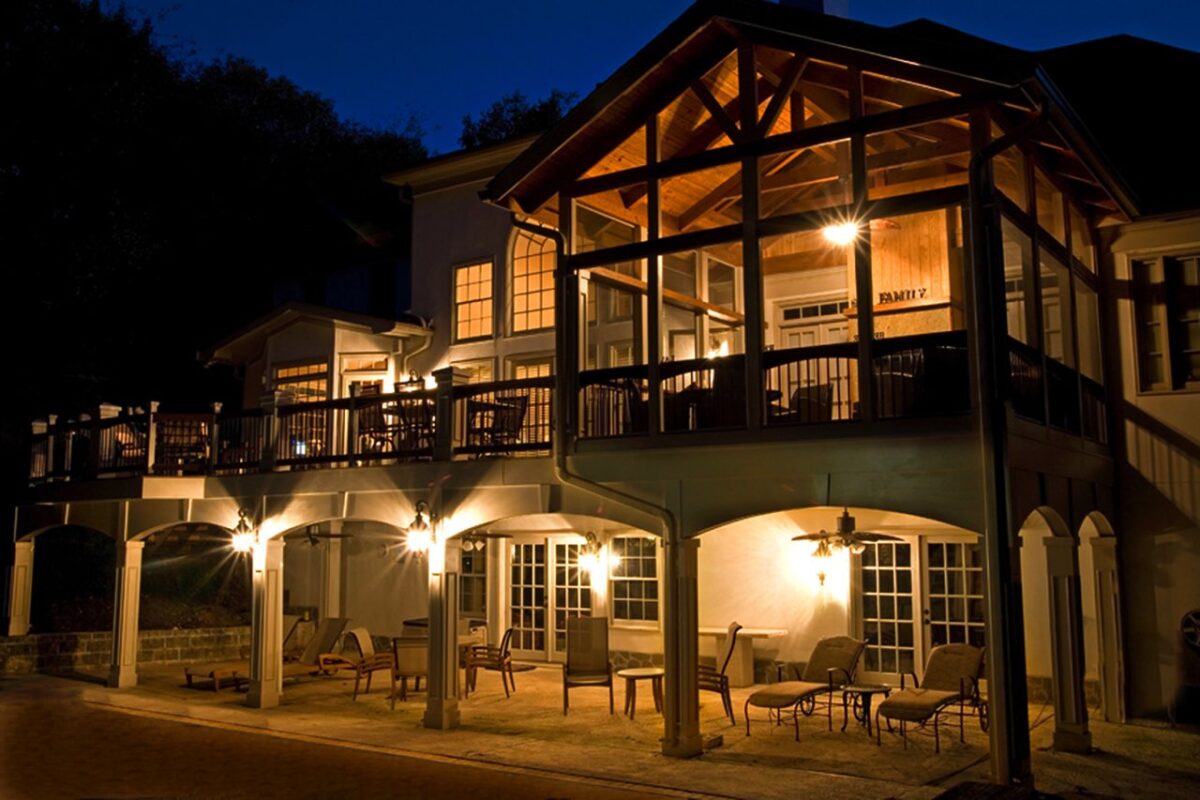porch and deck with lights