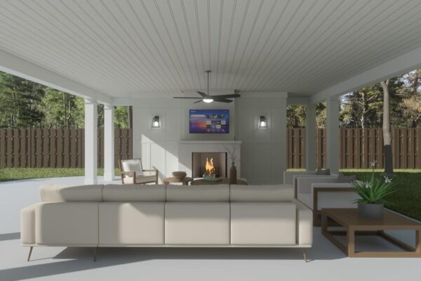Rear Exterior fireplace