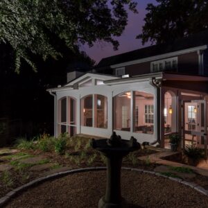 screened porch with furniture