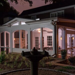 screened porch with furniture