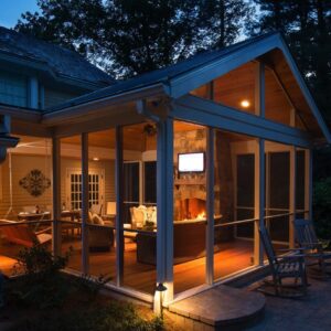 screened porch with furniture