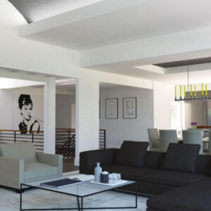 couches and coffee table rendering